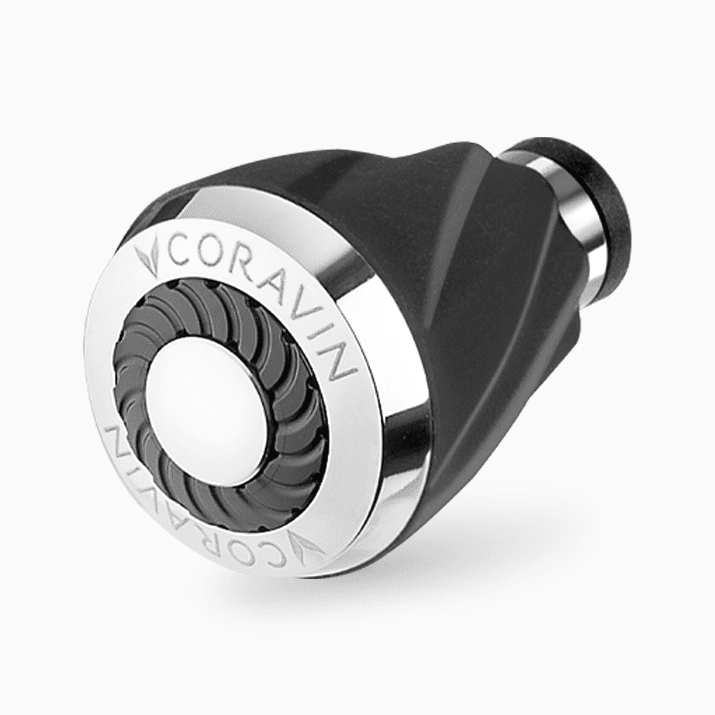 Coravin wine preservation system needle with a textured grip and silver accents, featuring the brand name "Coravin."