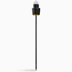 Black and yellow wire stake with a rubber top, designed for securing tents or outdoor gear.